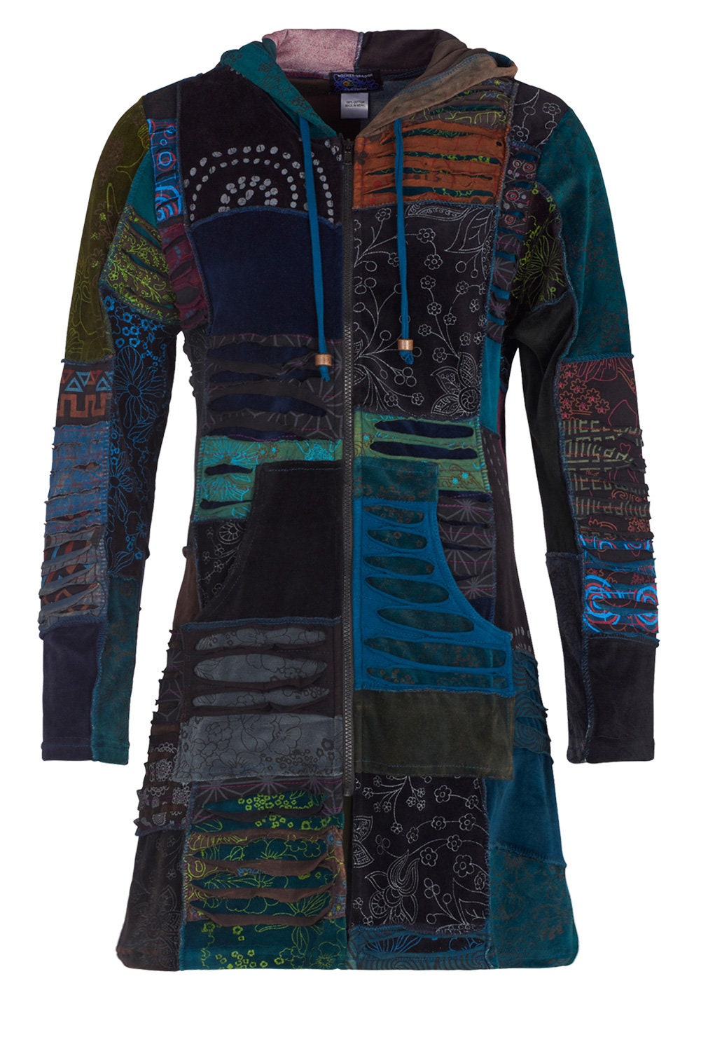 New Bohemian Long Velvet Patchwork Jacket Spring Summer