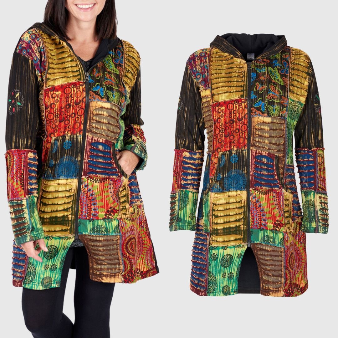 Plus size shop patchwork jacket