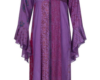 Lucia Purple Patchwork Duster Long Bohemian Handmade Jacket Available in S/M