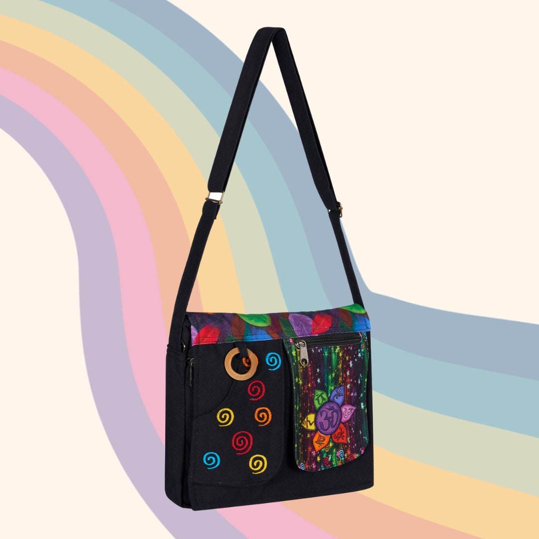 Swirly Chakra Shoulder Bag Flower Design Etsy