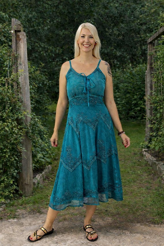 boho strappy dress Embroidered Boho Maxi Dress