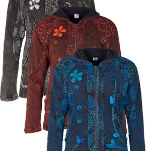 Fleece lined hooded jacket with applique up to Plus Size