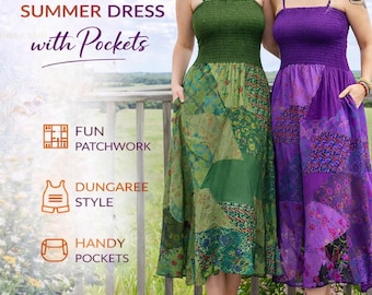 Patchwork Cotton Summer Dress with Pockets – Boho Festival Style