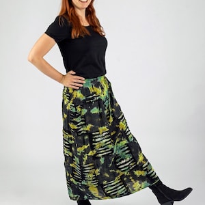 Tie Dye Patchwork Maxi Skirt with Attached Purse Pocket