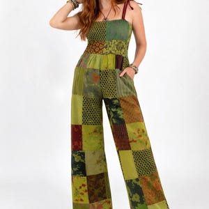 Tuta Lucia Green Patchwork Floreale con Tasche dalla S/M alla XXL