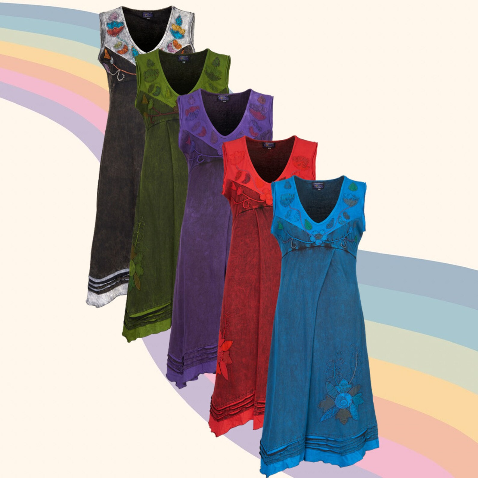 Mid Length Sleeveless Flower Dress up to PLUS Size Bohemian Etsy Canada