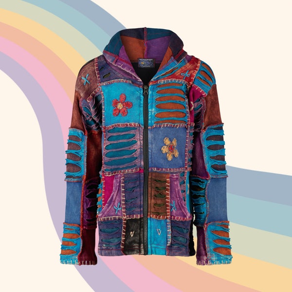 Kinder Patchworkjacke mit Zipfelkapuze