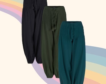 New Extra Flattering Unisex wide leg cotton trousers Black Green Blue Men Women hippie clothing