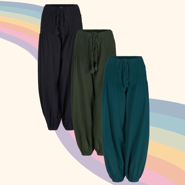 New Extra Flattering Unisex wide leg cotton trousers Black Green Blue Men Women hippie clothing