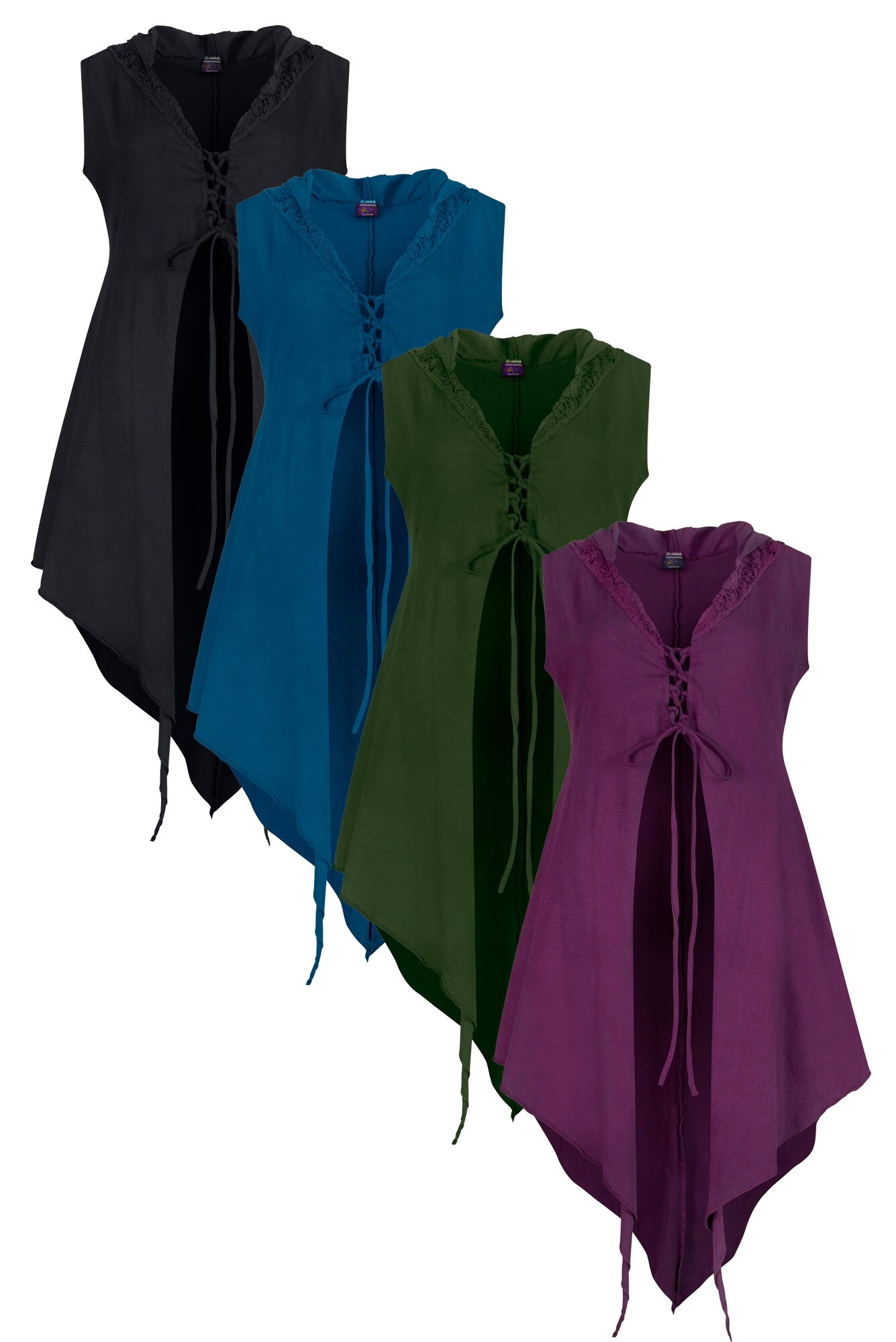 Image of Gothic Style Waistcoat, Hippie & Festival Clothing, Psy Trance Top, Pixie Witch Handfasting Pagan Clothes, Faery Top Up To Plus Size