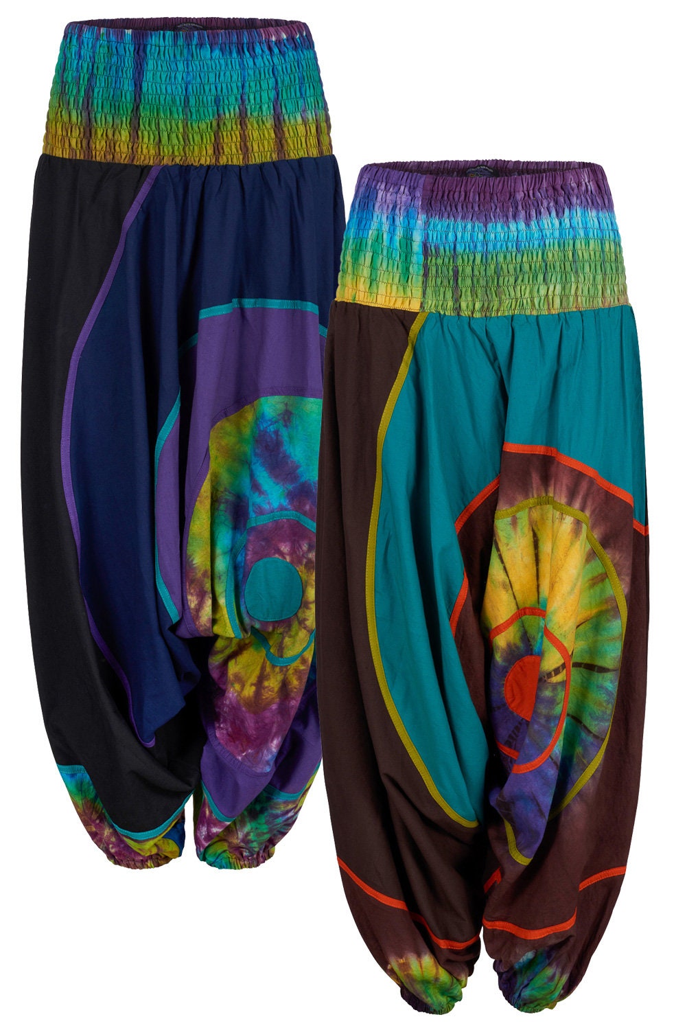 Image of Funky Tie Dye Harem Trousers Up To Plus Size