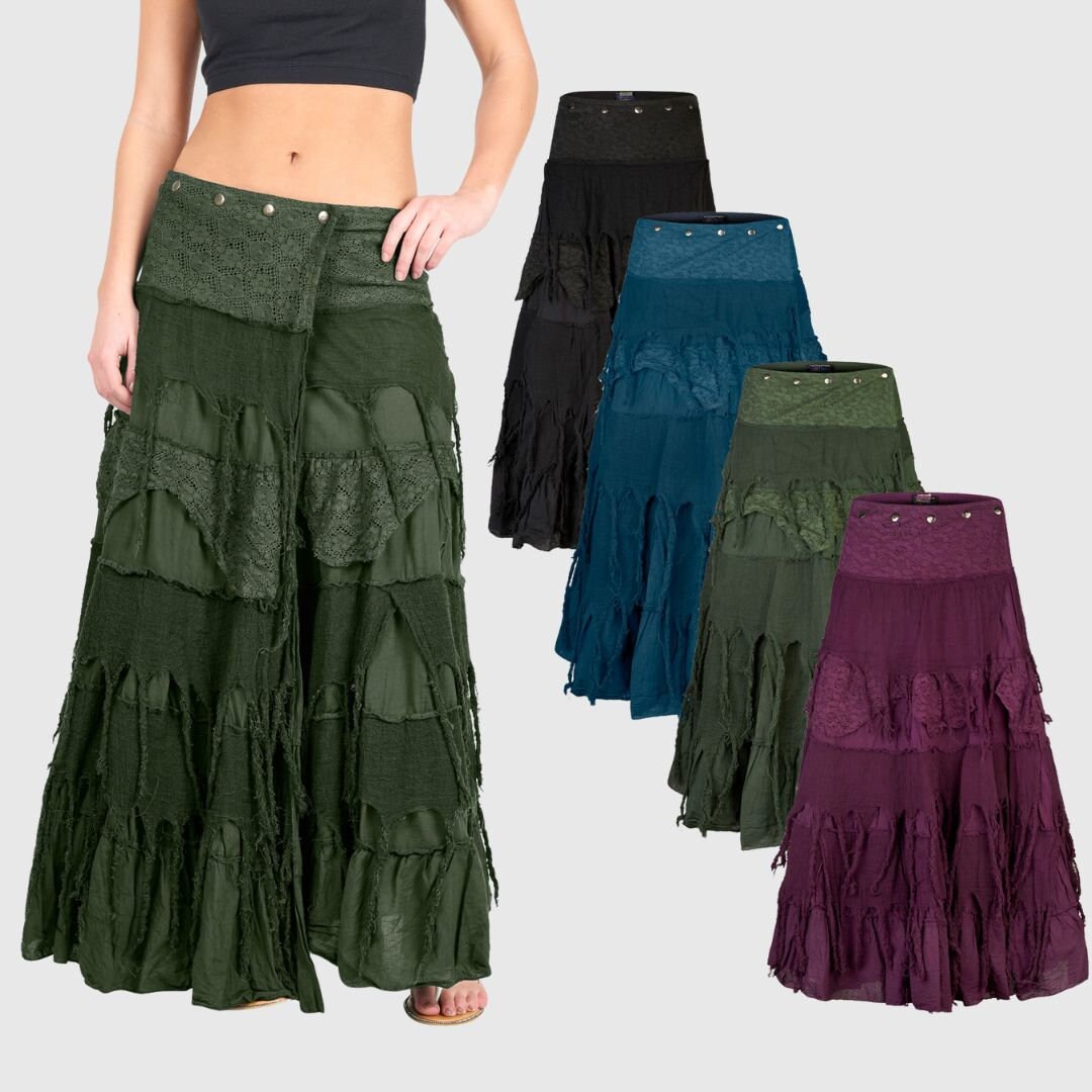 Shopoholic Fashion Women Hippie Festival Gothic Skirt (Green Turquoise