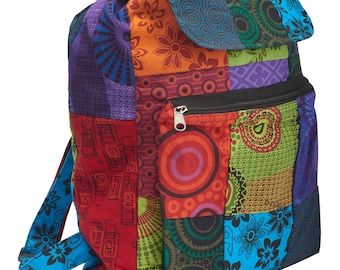 Colourful patchwork hippie backpack