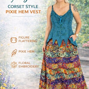 Boho Pixie Corset Top – Embroidered Cotton Vest