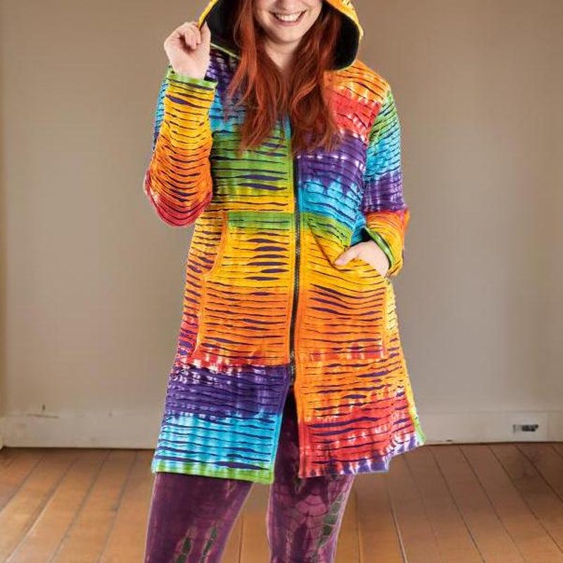 Rainy Chief Rainbow Hot Pink Unisex Sherpa Lined Hooded Coat main image 1