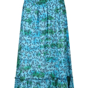 Evelyn Butterfly Print Maxi Skirt | 100% Cotton Tie-Dye | Shirred Waist & Pockets | UK Sizes 8–24