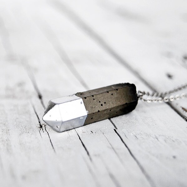 Silver Long Prism Concrete Necklace
