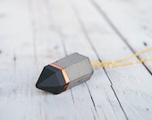 Grey & Copper Short Prism Concrete Necklace