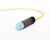 Light blue & Gold Concrete Long Prism Necklace