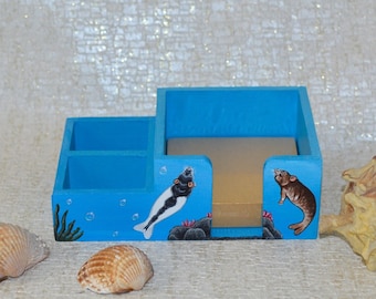 Mer-rat Desk Tidy, Hand Painted Wooden Desk Tidy, Rat Design, Mermaid Rat Art