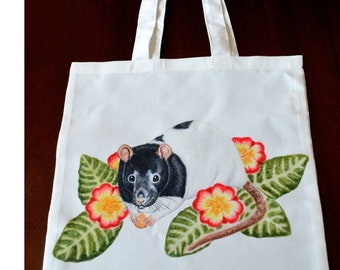 Hooded Rat Shopping Bag, Rat Tote Bag, Rat Shopping