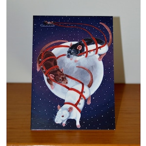 Biglietto di auguri Rudolph il ratto dagli occhi rossi, biglietto di auguri di Natale a forma di ratto, Natale, renna di ratto, ottimo per gli amanti dei ratti, biglietto di Natale di mezzanotte