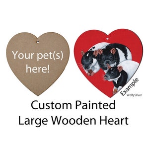 Custom Painted Large Wooden Heart, Any Pet Painted, Dog, Cat, Rat, Gerbil, Hamster, Guinea Pig, Chinchilla, Degu, Reptile Etc!