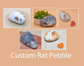 Guijarro de rata personalizado, arte de guijarros pequeños, monumento personalizado para mascotas pequeñas, hámster, conejillo de indias, jerbo, piedra de la Comisión Degu