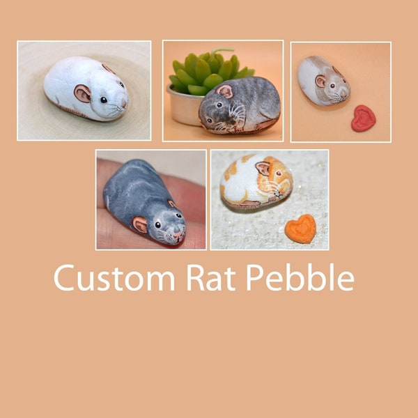 Custom Rat Pebble, Small Pebble Art, Custom Small Pet Memorial, Hamster, Guinea Pig, Gerbil, Degu Commission Stone