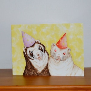 Ferret Birthday Card, Ferret Greetings Card, Ferret Celebration Card for Ferret Owners