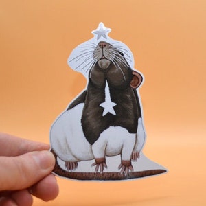 Rat Stargazing Vinyl Sticker, Gift for Rat Lovers, Hooded Rat Stickers
