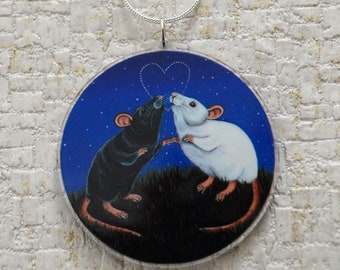 Fancy Mice Necklace, Mouse Pendant, Mice Owner Jewellery, Mice Gift Idea