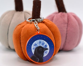 Raven Keyring, Crow Keyring, Raven Acrylic Charm, Raven Moon