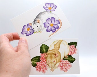 Mini Rat Prints, Floral Rat Art Prints