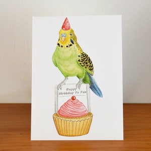 Budgie Birthday Card, Budgerigar Greetings Card image 1