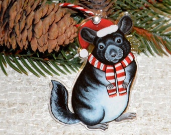 Christmas Chinchilla Decoration, Acrylic Chinchilla Art, Festive