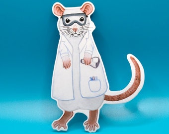Lab Rat Sticker, Rat Vinyl Sticker, Laboratory Rat, Rat Nurse, Rat Doctor, Veterinary Stickers