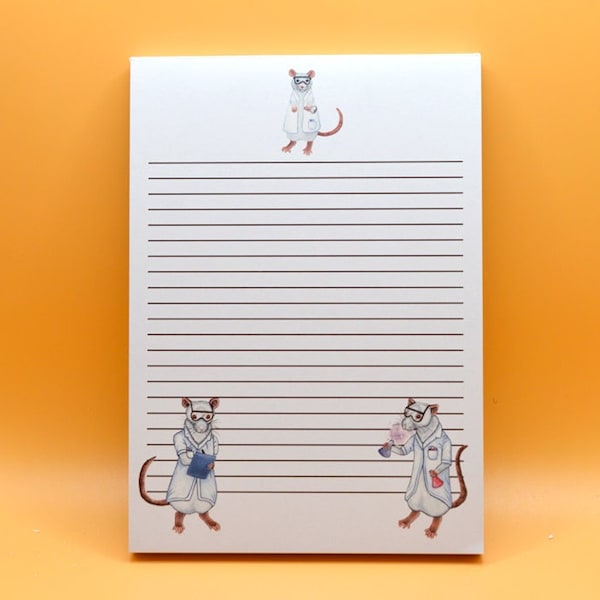 Lab Rat Notepad, Laboratory Rats Design, A6 Sized Ruled Notebook, Vet Gift, Science Gift