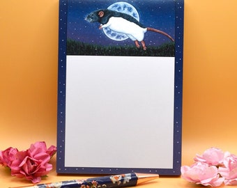 Rat Notepad, Leaping Rat Note Paper Design, Rat Notebook