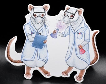 Science Rats Vinyl Sticker, Laboratory Rats, Lab Rat Sticker, Science Sticker