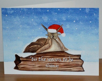 Snail Christmas Card, Giant African Land Snails, Xmas Snail Design, Tis the Season to be Slimy, Gastropod Card, GALS