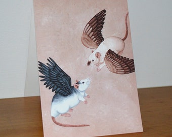 Winged Rat Greetings Card, Great For Rat Lovers, Memorial, Sympathy Card