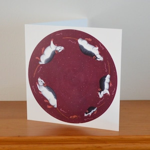 Carte de voeux roue de rat, intérieur vierge pour votre propre message, idéal pour les amateurs de rats, les propriétaires de rats, cadeau