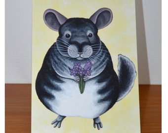 Tarjeta de felicitación Chinchilla - Tarjeta Chinchilla para mascotas - Chinchillas grises - Cumpleaños, Pensando en ti, Tarjeta en blanco