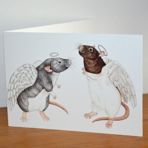 Carte de voeux ange rats, carte de Noël, carte commémorative pour animal de compagnie
