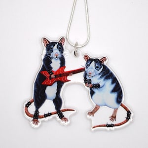Gothic Rat Band Necklace, Metal Band Rat Pendant