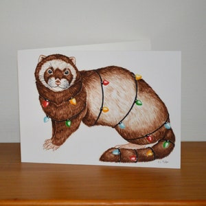 Ferret Christmas Card, Polecat Ferret Xmas Card, Ferret Owner Greetings Card