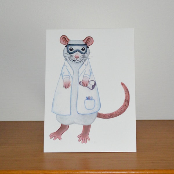 Lab Rat Greetings Card, Science Student, Lab Tech, Researcher, Card for a Professor or Veterinarian Student