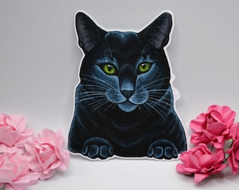 Zwarte kat vinyl sticker, kattenliefhebber, zwarte kat bewustzijn