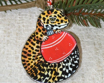 Leopard Gecko Christmas Decoration, Gecko Festive Ornament, Gecko Gift Idea